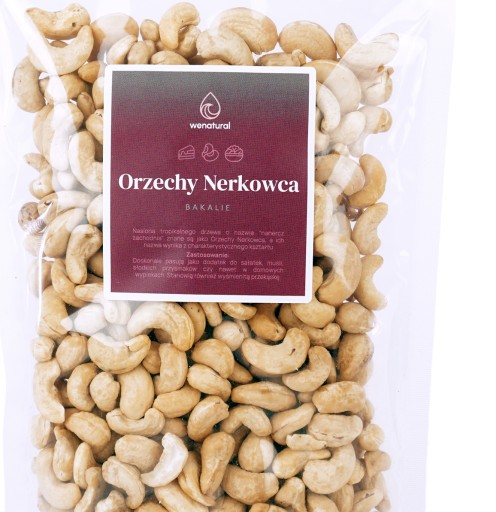 Kešu orechy 500g Wenatural, lúpané, nesolené, veľké palacinkové chuťovky