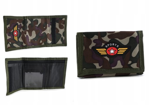 DETSKÁ PEŇAŽENKA S MATERIÁLOM NA VELCRO CAMO VRECKO NA MINCE A BANKOVKY