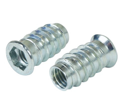 10x Objímka s dvojitým závitom, skrutka do dreva, vybranie M8 x 24 mm