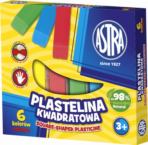 Plastelínový štvorec Astra, 6 farieb
