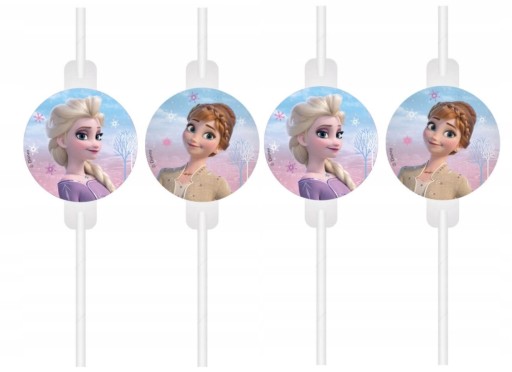 Papierové tuby (slamky) s medailónom Frozen 2 Wind Spirit, 4 ks.