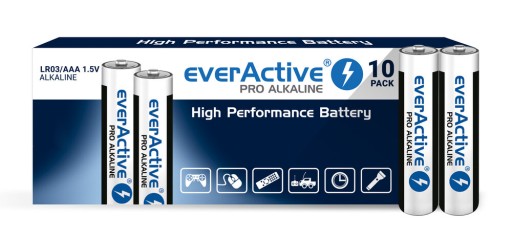 10x LR03 AAA everActive PRO alkalické batérie v krabičke