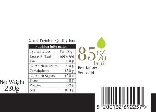 KIWI DŽEM PREMIUM GRÉCKY DŽEM OPHELLIA GREECE 85 %