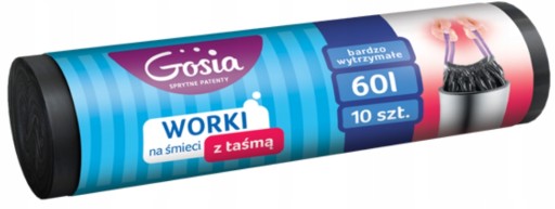 GOSIA Vrecia na odpadky s páskou, 60L, 10 ks