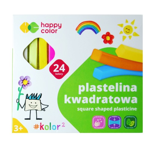 Štvorcová školská plastelína 24 farieb HappyColo