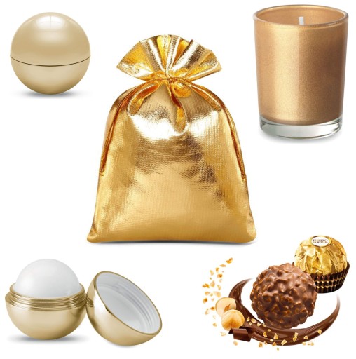 ZLATÁ DARČEKOVÁ SÚPRAVA VONNÁ SVIEČKA FERRERO ROCHE FARBA NA PERY