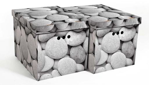 Kartónová krabica do obývačky STONES 2 ks L