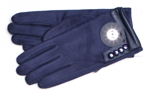 Semišové rukavice YO RS-20 s vsadkou 23 cm tmavomodré