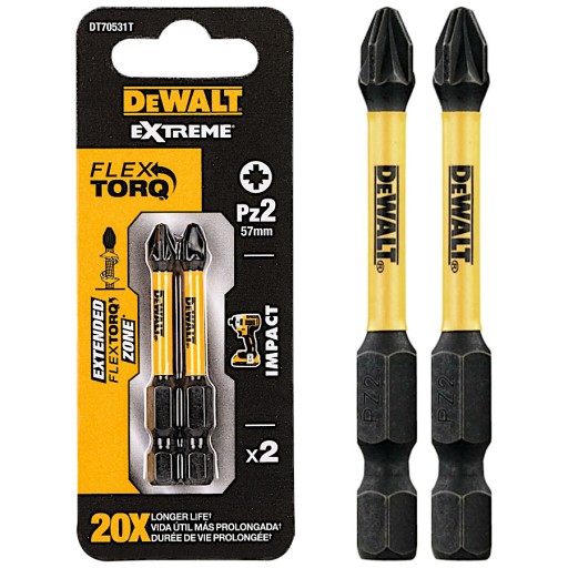 Nárazové bity DEWALT Pz2 50mm 1/4 2ks. DT70531T