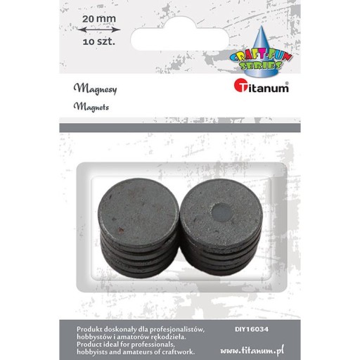 MAGNETY okrúhle ČIERNA 20MM 10KS, TITANUM