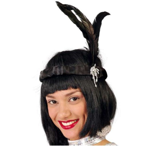 Čelenka s perím Charlestone Retro 20. roky Retro čierny karnevalový ples