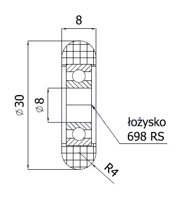 ZAHLATÉ VALCE PRE SEKČNÉ BRÁNY, priemer 30 mm