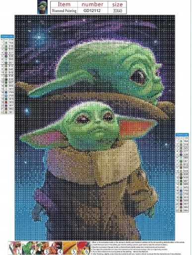 Sada 5D diamantových výšiviek Baby Yoda Mosaic Kit