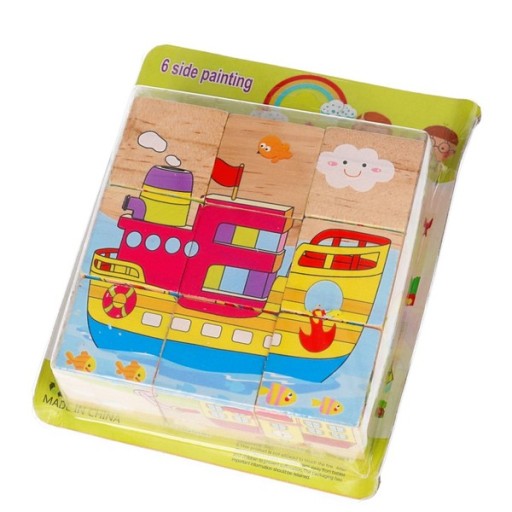 WOODEN PUZZLE ship VEHICLES bloky 4428