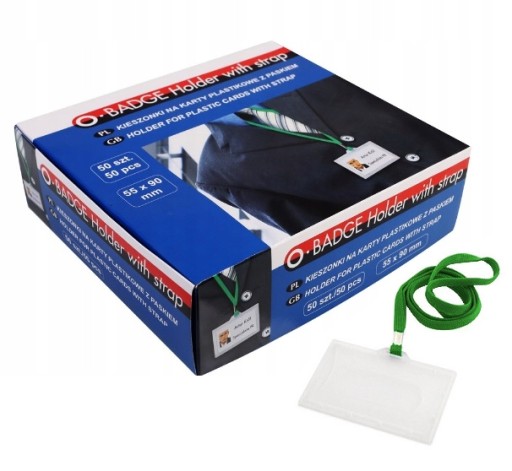 ID držiak s lanyard páskou 90x56 mm zelený