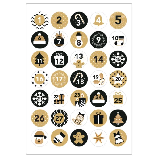 Vianočné nálepky, adventný kalendár, list A4