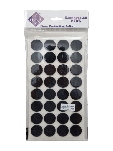 Plstené podložky na okrúhle stoličky, čierne, okrúhle, 2,4 cm - 32 ks.