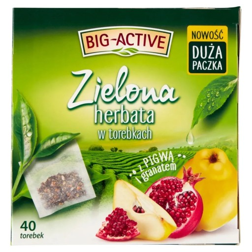 BIG ACTIVE zelený čaj QUINCE Granátové jablko 40 VRECOV