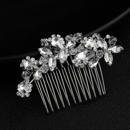Strieborný svadobný hrebeň do vlasov so zirkónmi