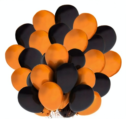 Sada čiernych oranžových halloweenskych balónov 50 ks. dekorácie ozdoby