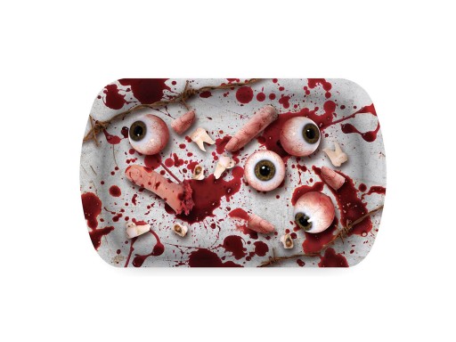 Krvavý halloweensky podnos so sladkosťami