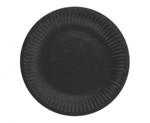 Jednofarebné papierové taniere, čierne, 18 cm, 6 ks.