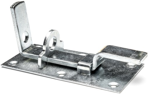 Závora dverí, západka visiaceho zámku, ZAOHNUTÁ 100 mm