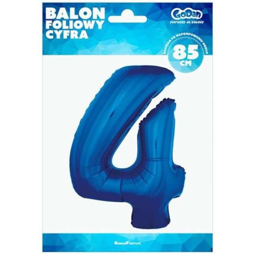 MODRÝ fóliový balón číslo 4 narodeniny XXL