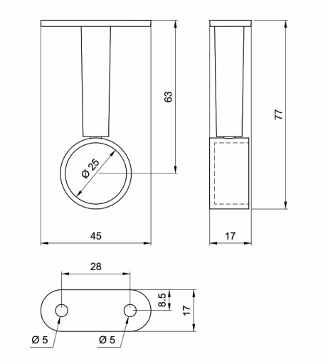 KONCOVÝ DISTANČNÝ DRŽÁK R-50A/R PRE RÚRU FI 25 MM