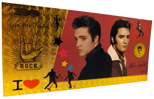 ELVIS PRESLEY Jedinečná pozlátená zberateľská bankovka