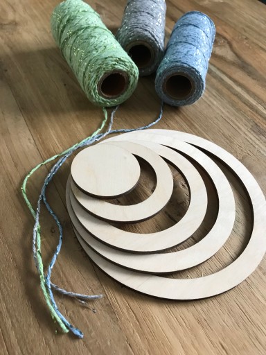 Drevený krúžok, základňa, lapač, kruh MACRAME 4 ks