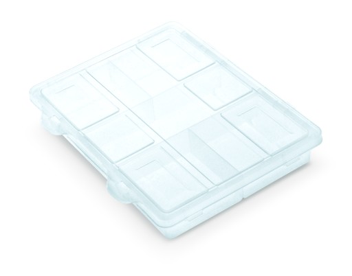 ORGANIZÁTOR NÁRADIA UZATVORENÁ KRABICA TRANSPARENTNÁ NÁDOBA 200x160x35MM