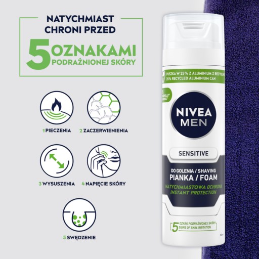 NIVEA MEN Sensitive upokojujúca pena na holenie 200 ml