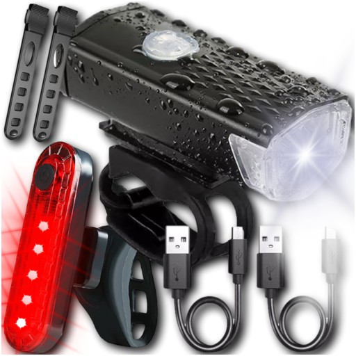 LED BIKE SVETLO PREDNÉ ZADNÉ USB SÚPRAVA NA BICYKEL