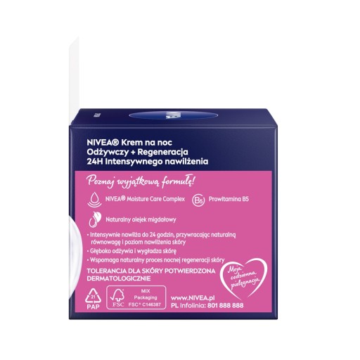 NIVEA 24H nočný krém pre suchú a citlivú pleť 50 ml
