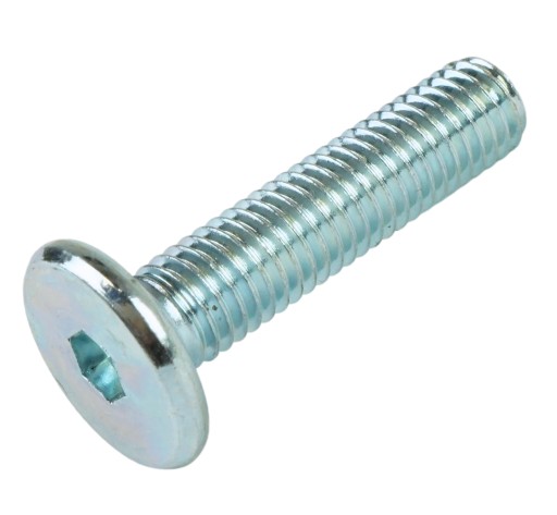 10x metrická skrutka M8 x 35 mm biela pozinkovaná s hlavou valca, nábytková skrutka