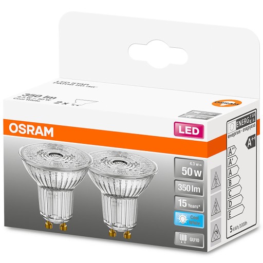 Sada 2x GU10 LED žiarovky 4,3W = 50W 4000K OSRAM