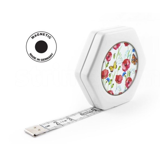 Centimetrový krajčírsky meter s magnetom, 150 cm, biely