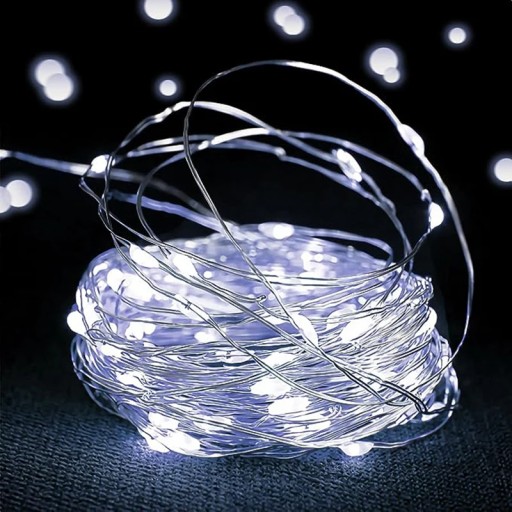 LED LAMPY DRÔTOVÉ NA DEKORACIU GARLANDA AKUMULÁTOROVÁ STUDENÁ BIELA 20 LED 6 ks