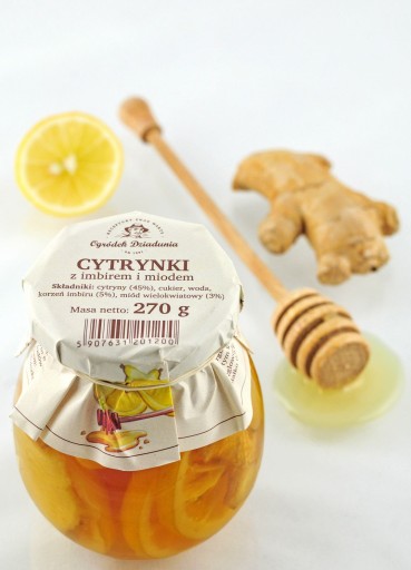CITRÓNY SO ZÁZVOROM A MEDOM CITRÓNY PRÍRODNÝ SIRUP 270g Ogródek Dziadunia