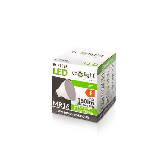 LED žiarovka MR16 12V 2W = 20W 160lm Teplá farba
