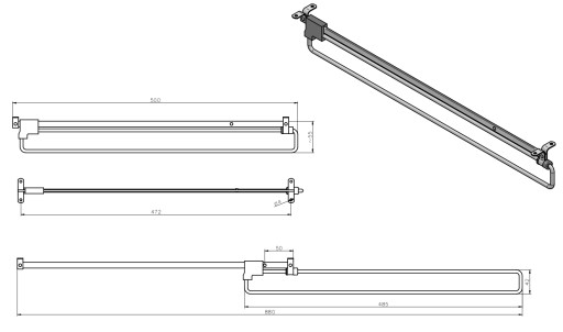 Výsuvný vešiak na šatníkovú skriňu FWM-001 500mm
