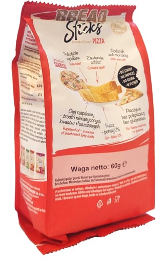 CHLEBOVÉ TYČINKY zdravé upečené chrumkavé tyčinky PIZZA 60g