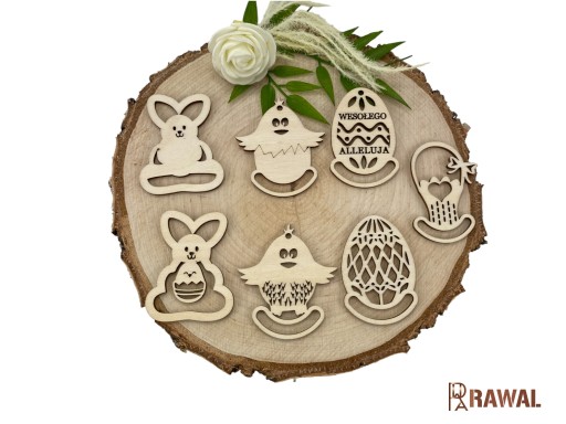Drevené kraslice, VIANOCE, 6 cm, SET 7 kusov, preglejka