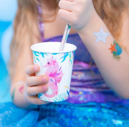 OCEAN Paper Cups Sea Underwater World Animals Birthday 220ml x6