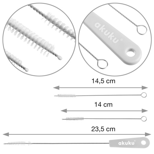 AKUKU Kefy na trubičky a slamky, sada 3 ks