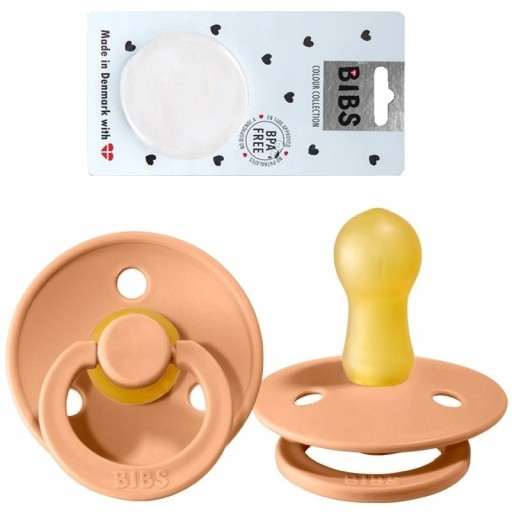 BIBS PEACH M Hevea gumový upokojujúci cumlík