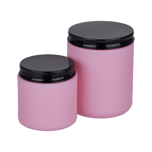 Ružová DIY sklenená nádoba na nalievanie sviečok, 250ml