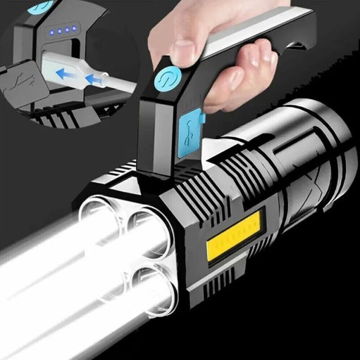 LED BATERKA SVETLOMET NABÍJAČNÝ 5 LED USB + BOČNÁ LAMPA