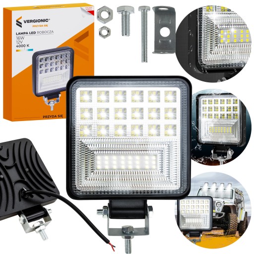 Halogénová LED lampa do auta 16W 1500lm 12V IP65 tesnosť